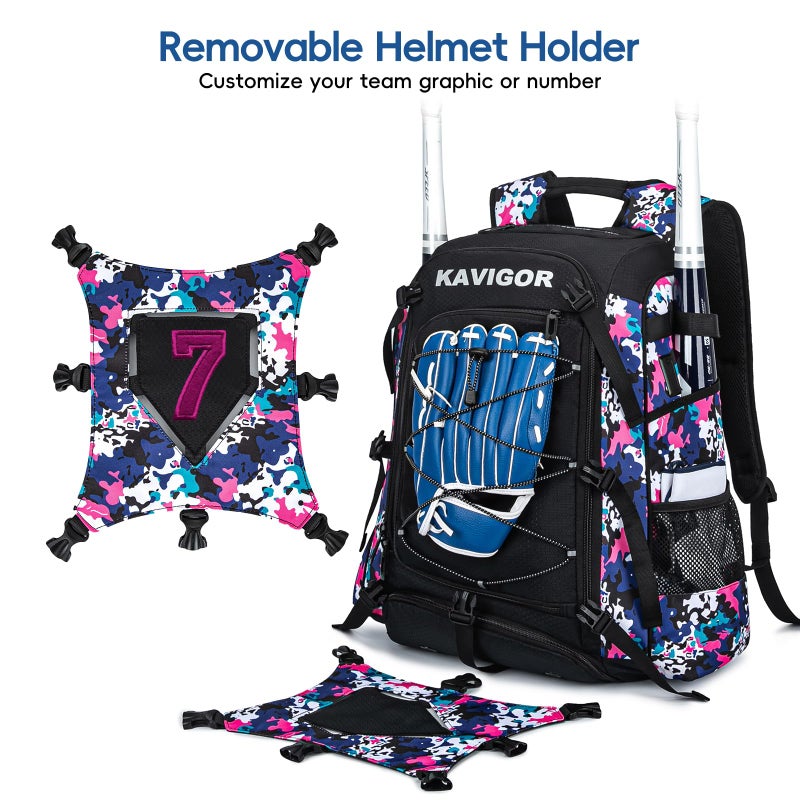 KAVIGOR Baseball Bag for Youth and Adult, Softball Backpack 50L Large Capacity, Equipment Backpack with Laptop Compartment and Charge Port - Image 2