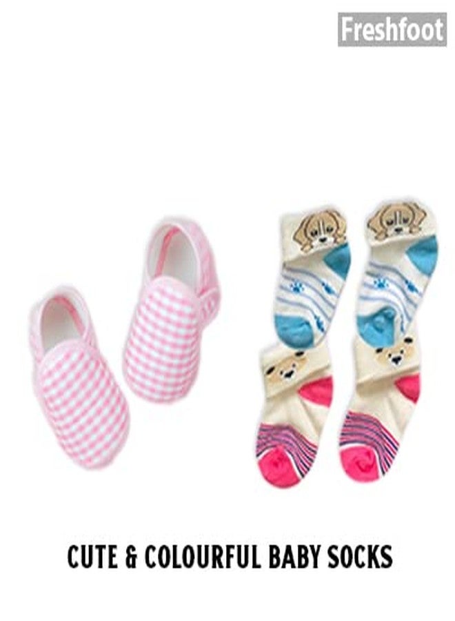 جوارب Freshfoot Baby القطنية العضوية اللطيفة والملونة للأطفال حديثي الولادة من عمر 0-6 أشهر، بطول الكاحل، متعددة الألوان - Image 3