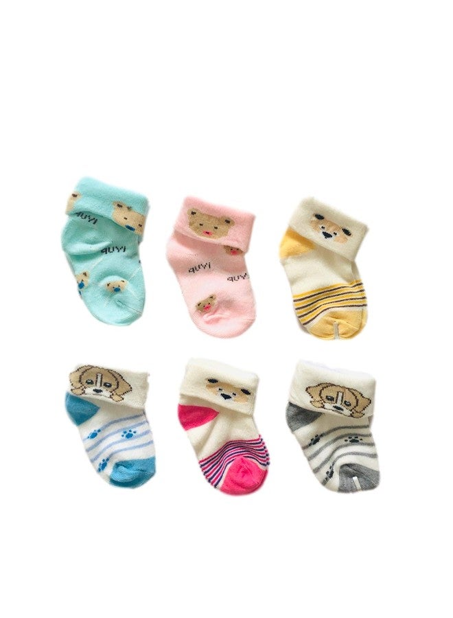 جوارب Freshfoot Baby القطنية العضوية اللطيفة والملونة للأطفال حديثي الولادة من عمر 0-6 أشهر، بطول الكاحل، متعددة الألوان - Image 5