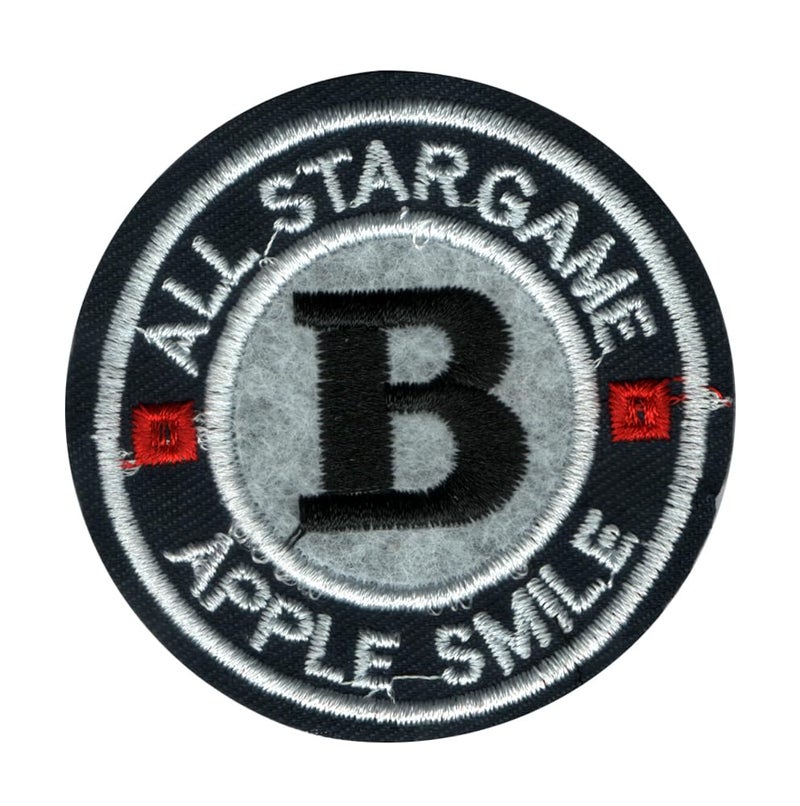 Generic Apple Smile 'B' Applique Embroidered Sew-on Patch ; Size Small: 6.5cm x 6.5cm for Jackets, Bags, T-Shirts, Jeans, Pants, Outdoor Clothing (1 Piece). (Code:6PART-1)  - Image 1
