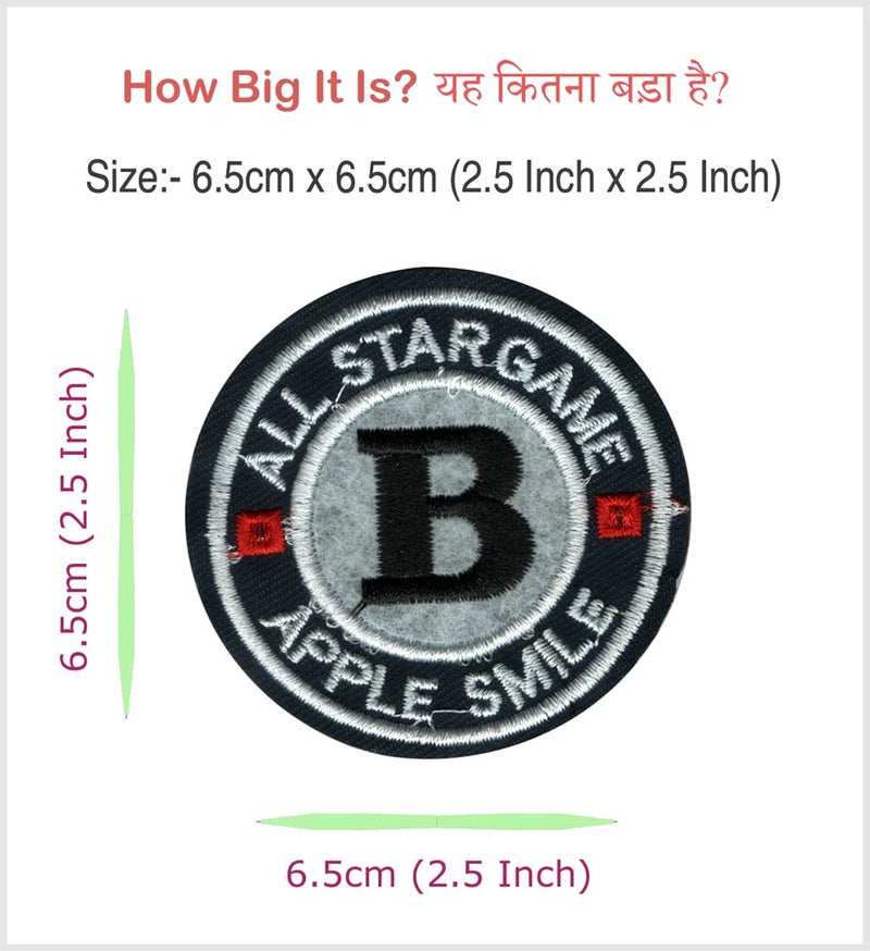 Generic Apple Smile 'B' Applique Embroidered Sew-on Patch ; Size Small: 6.5cm x 6.5cm for Jackets, Bags, T-Shirts, Jeans, Pants, Outdoor Clothing (1 Piece). (Code:6PART-1)  - Image 2