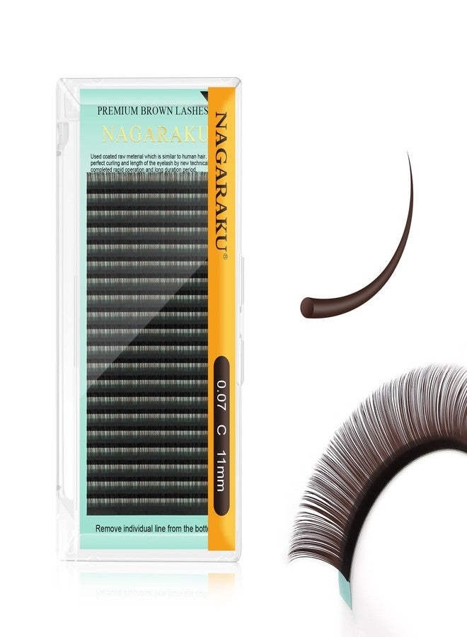 NAGARAKU Dark Brown Color Individual Eyelash Extensions Classic Lashes Faux Mink Soft False Eye Lashes Supplies 20 Rows(0.07mm C curl 11mm) - Image 1