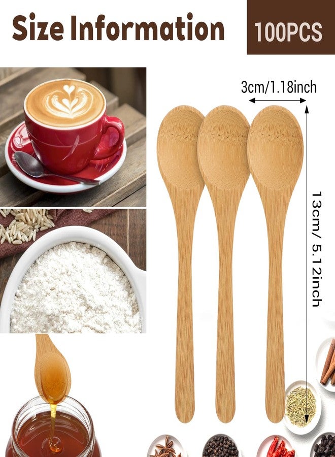 Caeuiciw 100Pcs Small Wooden Spoons Mini Tiny Wood Spoons Bulk for Tea Coffee Sugar Ice Cream Salt Spices Honey Jars Home Kitchen 5 Inch - Image 2