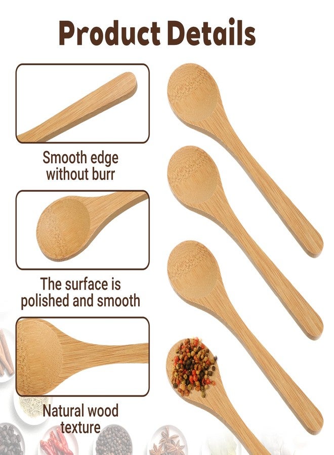 Caeuiciw 100Pcs Small Wooden Spoons Mini Tiny Wood Spoons Bulk for Tea Coffee Sugar Ice Cream Salt Spices Honey Jars Home Kitchen 5 Inch - Image 3