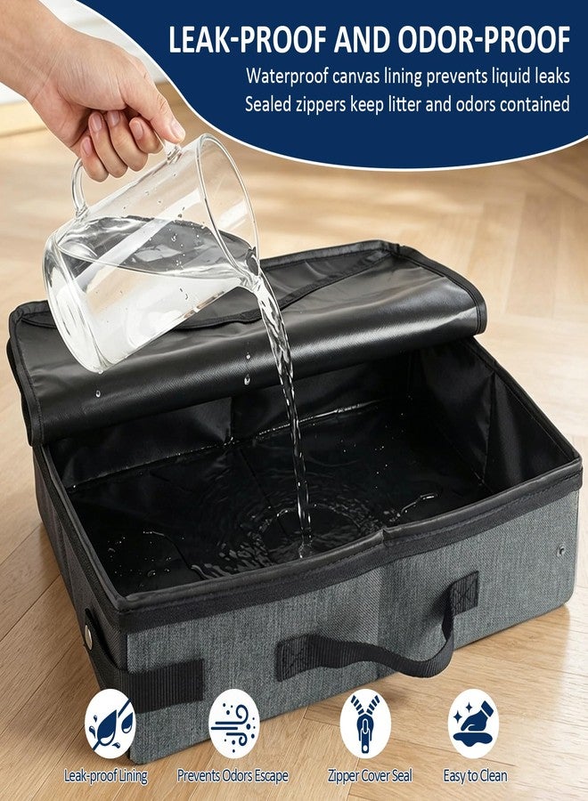 HiCaptain Portable Travel Litter Box for Cats, Leak Proof Collapsible Cat Litter Box with Lid, Easy to Carry Pet Cat Supplies for Car Travel Hotel Camping, Kitty Litter Box Includes Scoop Bowl - Image 4