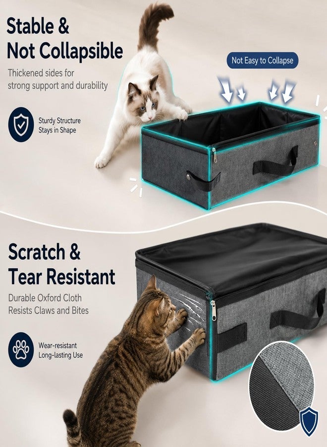 HiCaptain Portable Travel Litter Box for Cats, Leak Proof Collapsible Cat Litter Box with Lid, Easy to Carry Pet Cat Supplies for Car Travel Hotel Camping, Kitty Litter Box Includes Scoop Bowl - Image 5