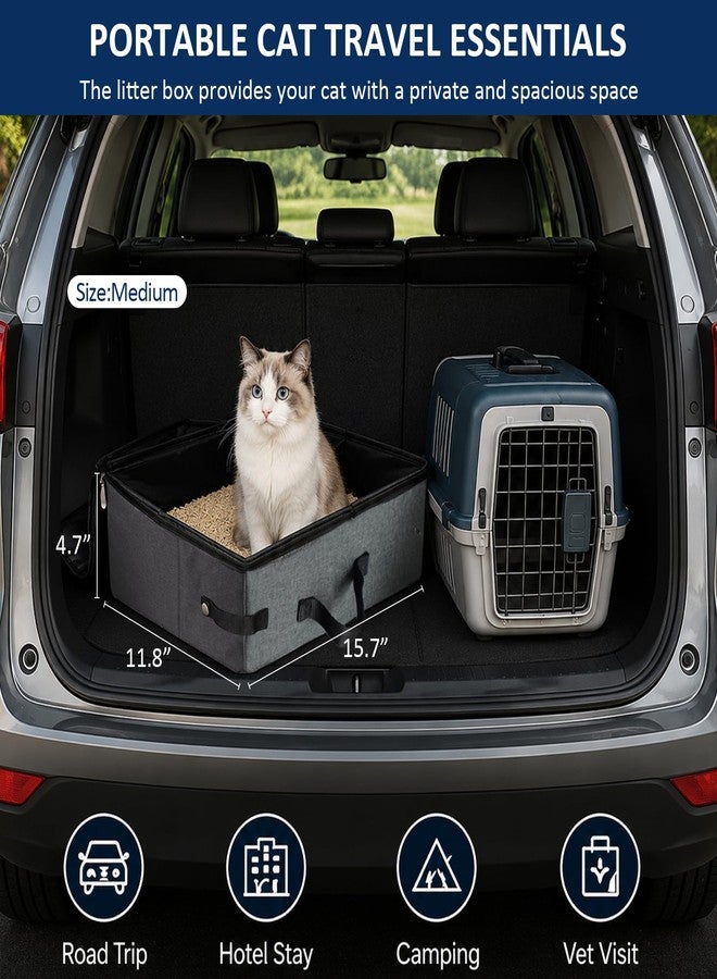 HiCaptain Portable Travel Litter Box for Cats, Leak Proof Collapsible Cat Litter Box with Lid, Easy to Carry Pet Cat Supplies for Car Travel Hotel Camping, Kitty Litter Box Includes Scoop Bowl - Image 3