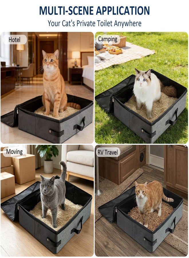 HiCaptain Portable Travel Litter Box for Cats, Leak Proof Collapsible Cat Litter Box with Lid, Easy to Carry Pet Cat Supplies for Car Travel Hotel Camping, Kitty Litter Box Includes Scoop Bowl - Image 2