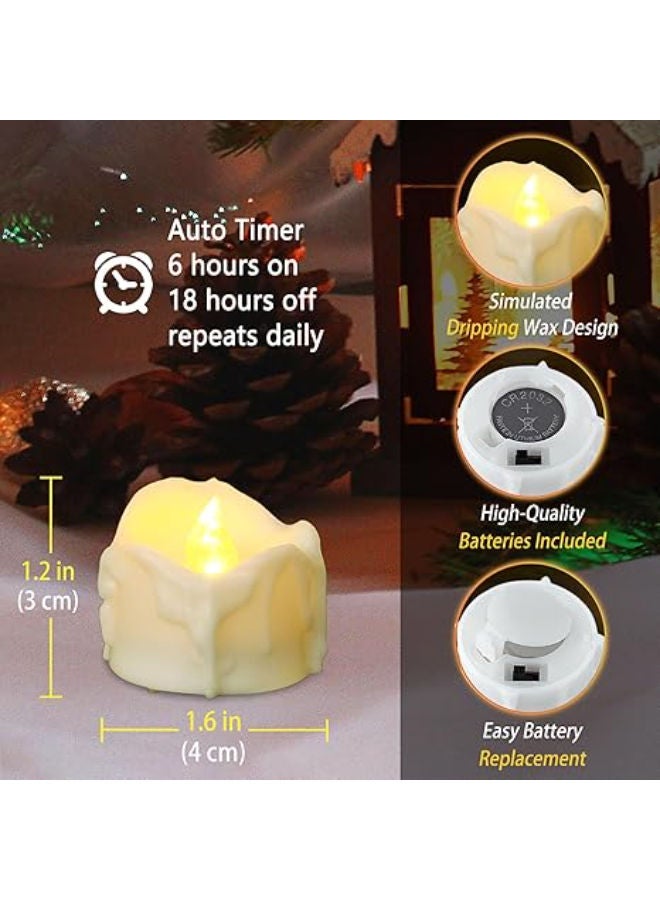 24 Pack LED Timer Tea Lights Battery Operated Flameless Flickering Electric Timer Candles - Image 4