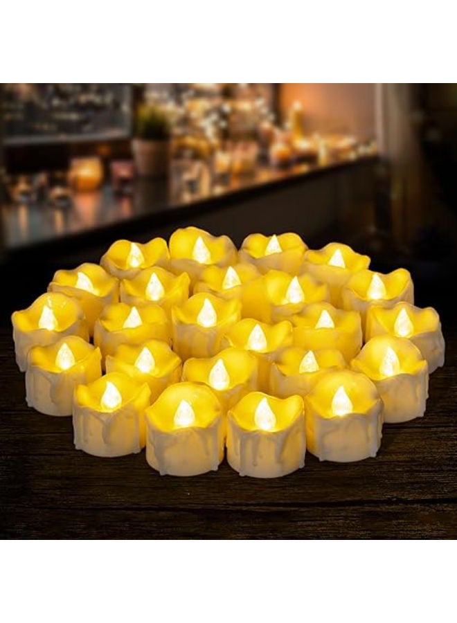 24 Pack LED Timer Tea Lights Battery Operated Flameless Flickering Electric Timer Candles - Image 1