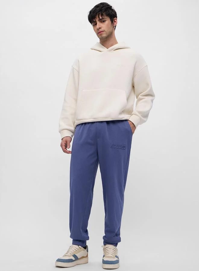 The Souled Store Men Blue Embossed Detail Oversized Joggers