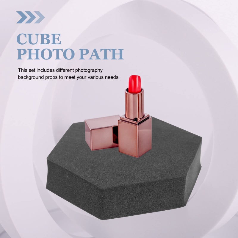 4 Pcs Foam Geometry Cube Photography Props For Jewelry Makeup And Crafts Compact Decorative Photo Props Lightweight Easy To Carry 5x5x5cm Black - Image 5