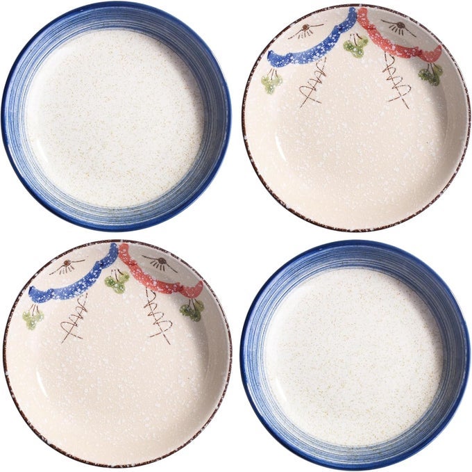 8 INCH JAPANESE STYLE CERAMIC DINNER PLATES SET OF 4 FOR DAILY USE SPECIAL OCCASIONS MICROWAVE AND DISHWASHER SAFE TRADITIONAL DESIGN