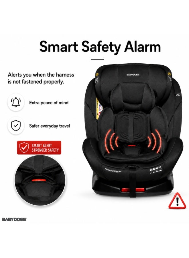Babydoes Transporter 360° - Rotating Baby Car Seat with ISOFIX, Smart Safety Alarm, 0-12 Years, Up to 36 kg, Black - Image 4