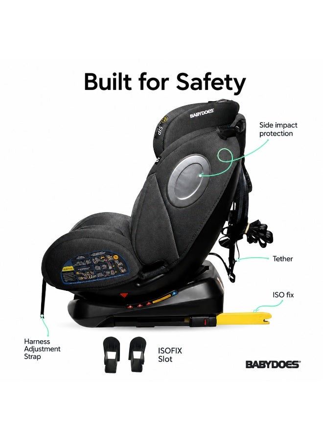 Babydoes Transporter 360° - Rotating Baby Car Seat with ISOFIX, Smart Safety Alarm, 0-12 Years, Up to 36 kg, Black - Image 5