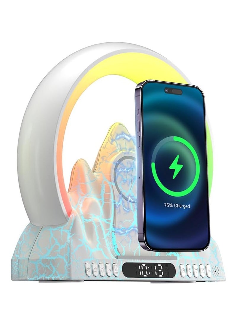 General - Alarm Clock with Wireless Charging 12/24H White Noise Sleep Soothing Sound Sunrise Alarm Clock with BT5.0 Speaker FM Radio Colourful LED Dormitory Nightlight - Image 1