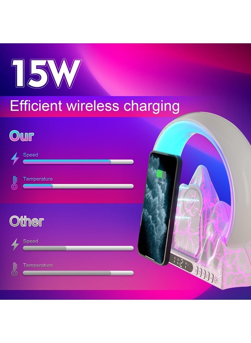 General - Alarm Clock with Wireless Charging 12/24H White Noise Sleep Soothing Sound Sunrise Alarm Clock with BT5.0 Speaker FM Radio Colourful LED Dormitory Nightlight - Image 1