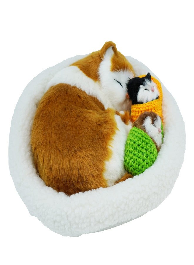Coolayoung 3Pcs Sleeping Cats Toy, Breathing Cat on Cushion Mini and Kittens in Slipper Decor Hand Toy Gift for Kids Boys Girls (Block) - Image 4