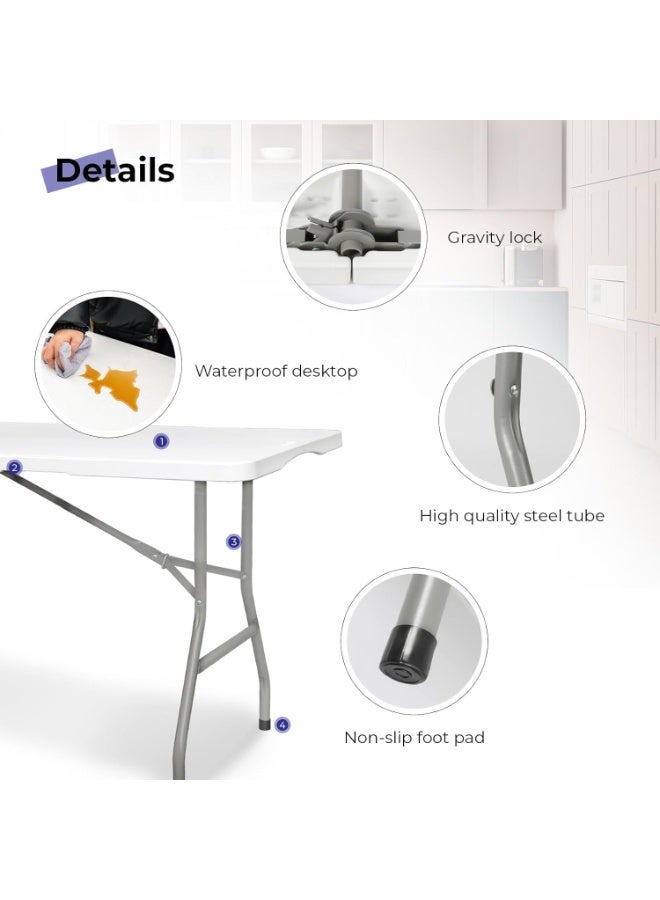 Foldable Plastic Table 6ft – Heavy-Duty & Space-Saving Dining Table – Ideal for Indoor & Outdoor Use - Image 4
