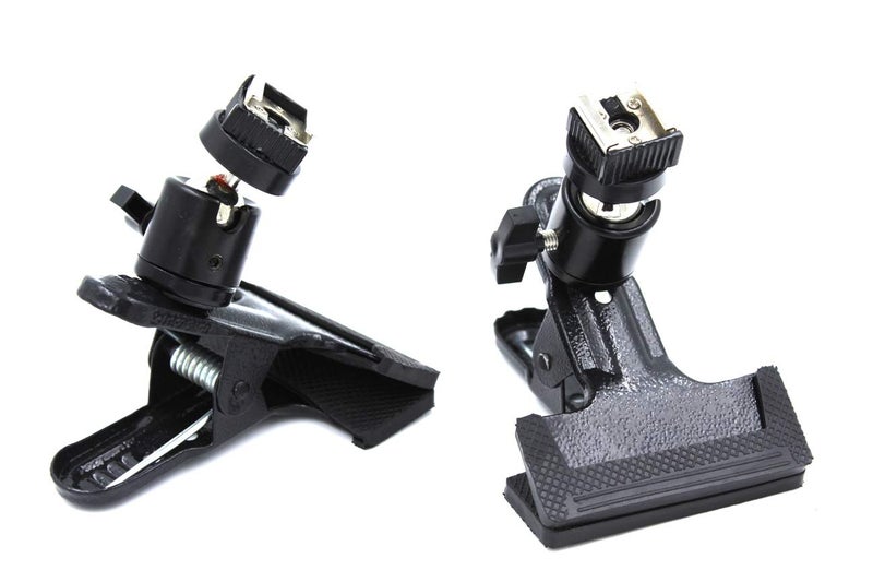 SHOPEE Flash Hot Shoe Heavy Duty Clip Clamp Flash Reflector Holder Mount with 360° Swivel Ball Head Standard 1/4" Screw for Light Stand Bracket DSLR Camera Flash Speedlite Tripod-2Pack - Image 2