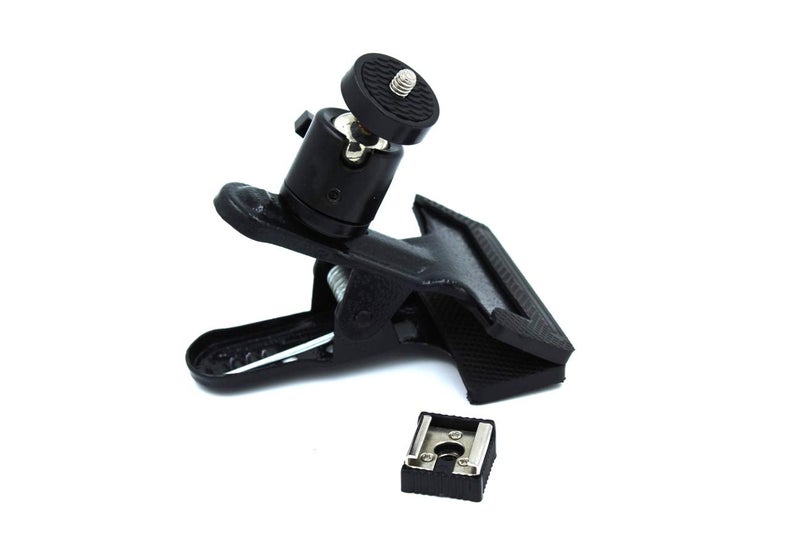SHOPEE Flash Hot Shoe Heavy Duty Clip Clamp Flash Reflector Holder Mount with 360° Swivel Ball Head Standard 1/4" Screw for Light Stand Bracket DSLR Camera Flash Speedlite Tripod-2Pack - Image 3