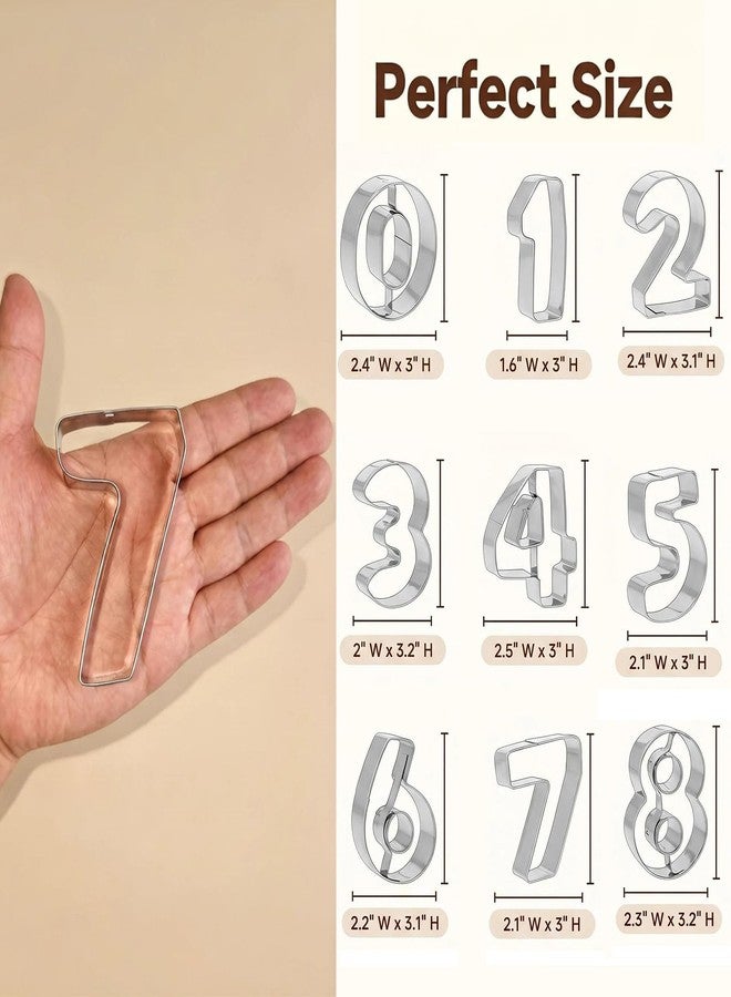 مجموعة قوالب تقطيع البسكويت على شكل أرقام (3 بوصات) - أرقام أعياد الميلاد من 0 إلى 9 (6 معكوسة إلى 9) - للخبز، عجينة السكر، البسكويت، وسندويشات غداء الأطفال. 9 قطع. - Image 2
