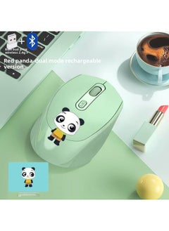 Generic Bluetooth Wireless Mouse Silent Cute Rechargeable Home Office Suitable For Huawei Lenovo Laptop IPad-Specification:M107 Red Panda [wireless Dual Template-silent Charging] Comes With Mouse Pad-official Standard  - Image 1