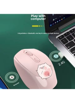 Generic Bluetooth Wireless Mouse Silent Cute Rechargeable Home Office Suitable For Huawei Lenovo Laptop IPad-Specification:M107 Red Panda [wireless Dual Template-silent Charging] Comes With Mouse Pad-official Standard  - Image 5