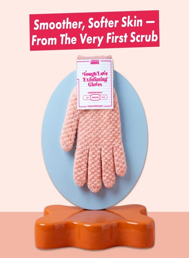 Handmade Heroes Tough Love Exfoliating Gloves - 2pc Reusable Body Scrub Washcloth Mitt for Shower, Bath & Spa, Dead Skin Remover, Ingrown Hair & Self-Tan Exfoliator, Shower Accessories for Smooth Skin - Image 2