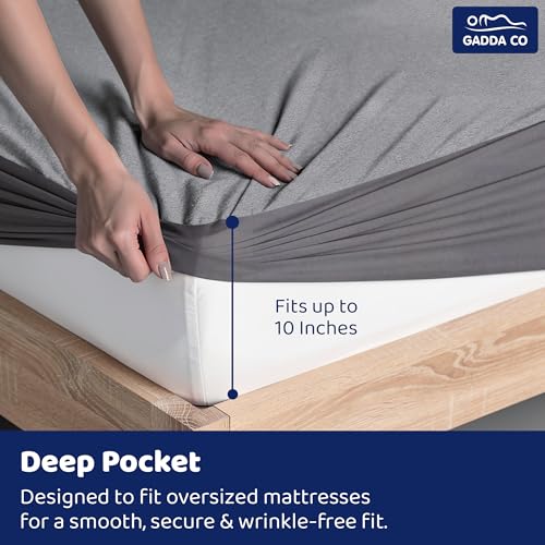 GADDA CO 100% Waterproof Premium Cotton Feel Mattress Protector for King Size | Breathable & Hypoallergenic King Size Mattress Protector | Ultra Soft Fitted Bed Cover (6x6 Ft | 72x72 Inch), Light Grey - Image 3