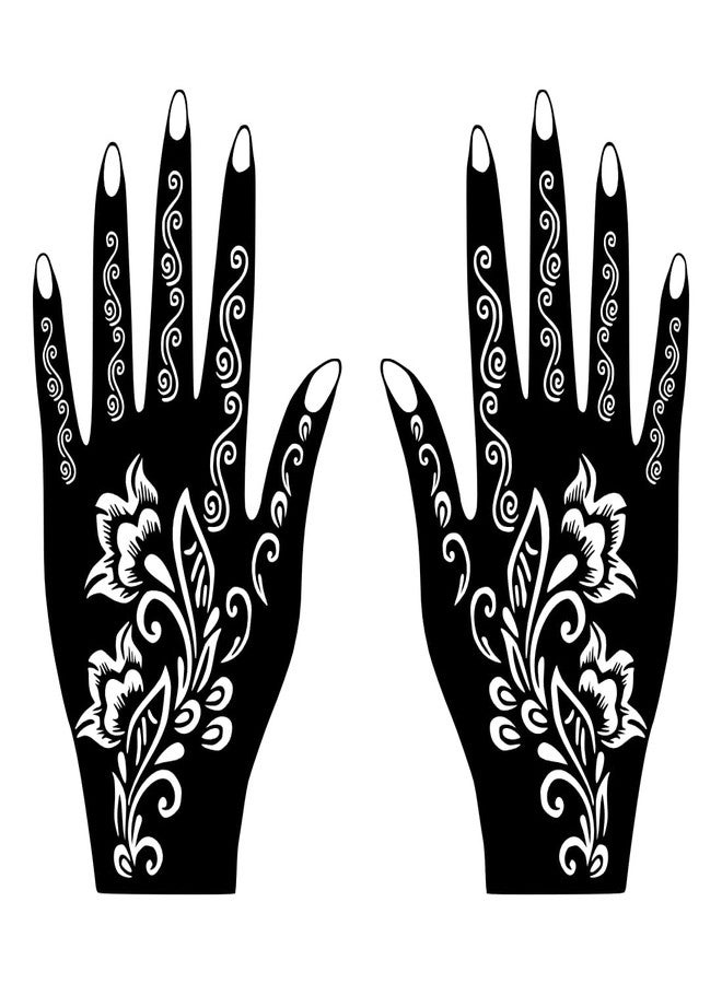 VANVATI Stylish Hand Mehndi Stencil Template Left & Right Hand Design Set Easy to Apply - Image 1