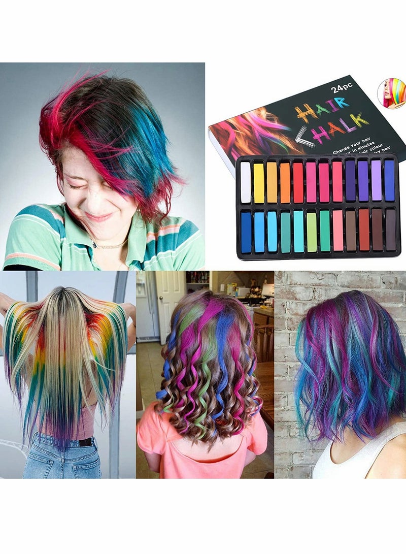 Excefore Hair Chalk 24 Colors Temporary Hair Chalk Dye Washable Hair Color Dye DIY Hair for Girls Kids New Year Birthday Party Cosplay for Dyeing Hair Graffiti Sketch Pastel Painting with Uniform Texture - Image 2