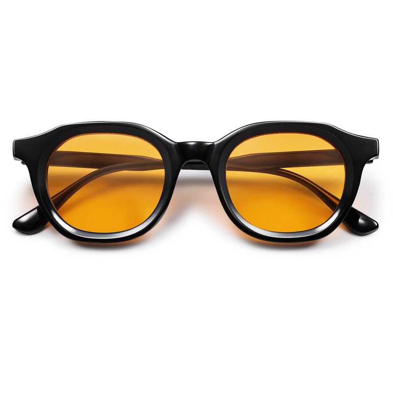 VANLINKER Retro Round Sunglasses for Men Women Vintage Circle Shades VL9829 46mm,Orange - Image 1