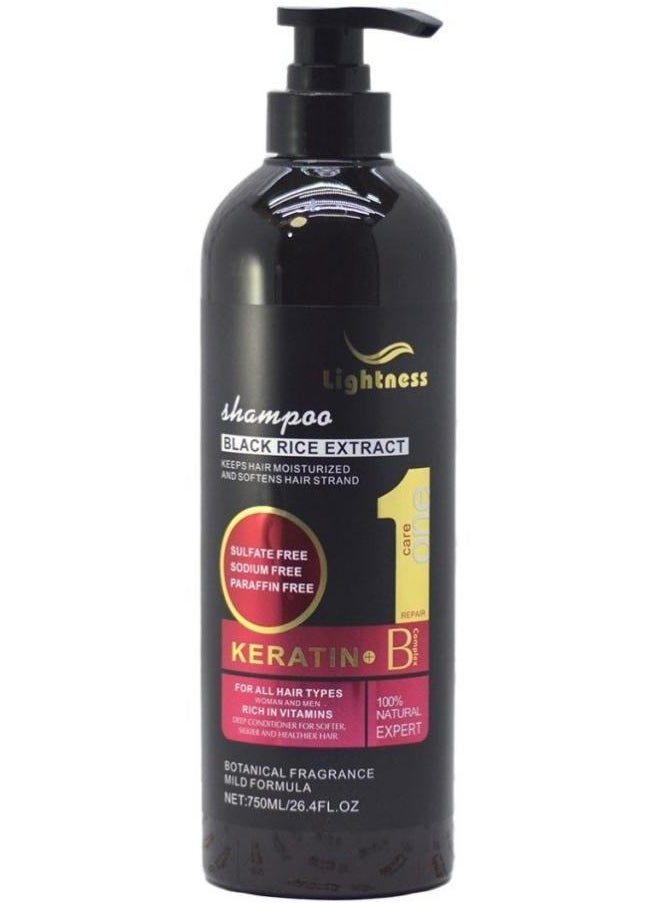 Lightness Shampoo Black Rice Extract Keratin 750 ML  - Image 1