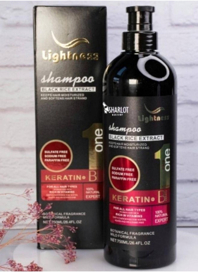 Lightness Shampoo Black Rice Extract Keratin 750 ML  - Image 2