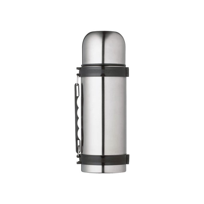 VACUUM FLASK WITH HANDLE STAINLESS STEEL FOR HOT AND COLD DRINKS 1 LITRE 175 PINTS SILVER