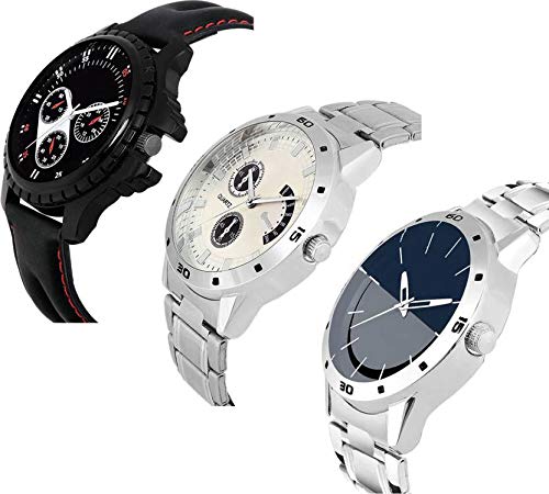 Acnos Stainless Steel Premium Special Super Quality Analog Watches Combo Look Like Handsome For Boys And Mens Pack Of - 3(436-437-438), Band Color:Assorted, Dial_Multi - Image 3