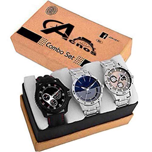 Acnos Stainless Steel Premium Special Super Quality Analog Watches Combo Look Like Handsome For Boys And Mens Pack Of - 3(436-437-438), Band Color:Assorted, Dial_Multi - Image 1