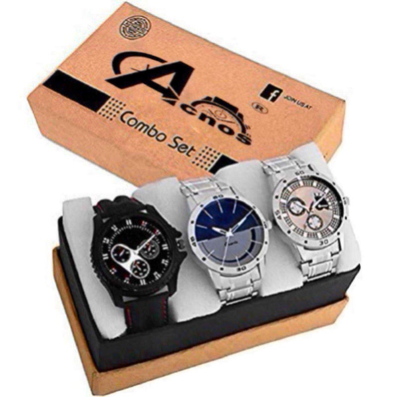 Acnos Stainless Steel Premium Special Super Quality Analog Watches Combo Look Like Handsome For Boys And Mens Pack Of - 3(436-437-438), Band Color:Assorted, Dial_Multi - Image 5