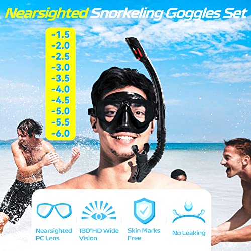 Wave Nearsighted Snorkel Gear Nearsighted Snorkel Mask Nearsighted Snorkel Set for Adult Youth Shortsighted Diving Mask Dry Top Snorkel with Detachable Camera Mount for Scuba Diving Snorkeling - Image 3