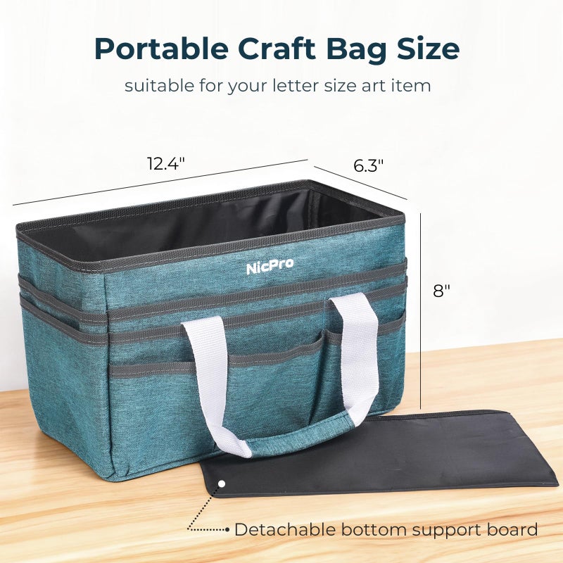 Nicpro Craft Organizer Art Bag, Tote Bag For Art Supply Storage, Portable Supply Organizers Caddy with Multiple Pockets, Craft Bag for Drawing, Scrapbooking, Journal, Sewing, School, Office Supplies - Image 5
