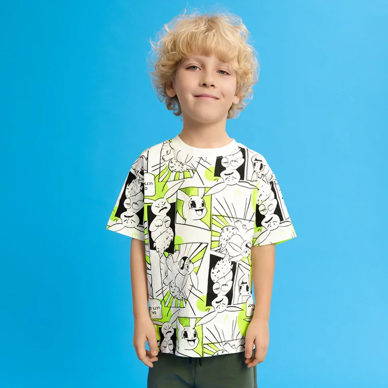 كول كلوب تي شيرت قطن أبيض بأكمام قصيرة