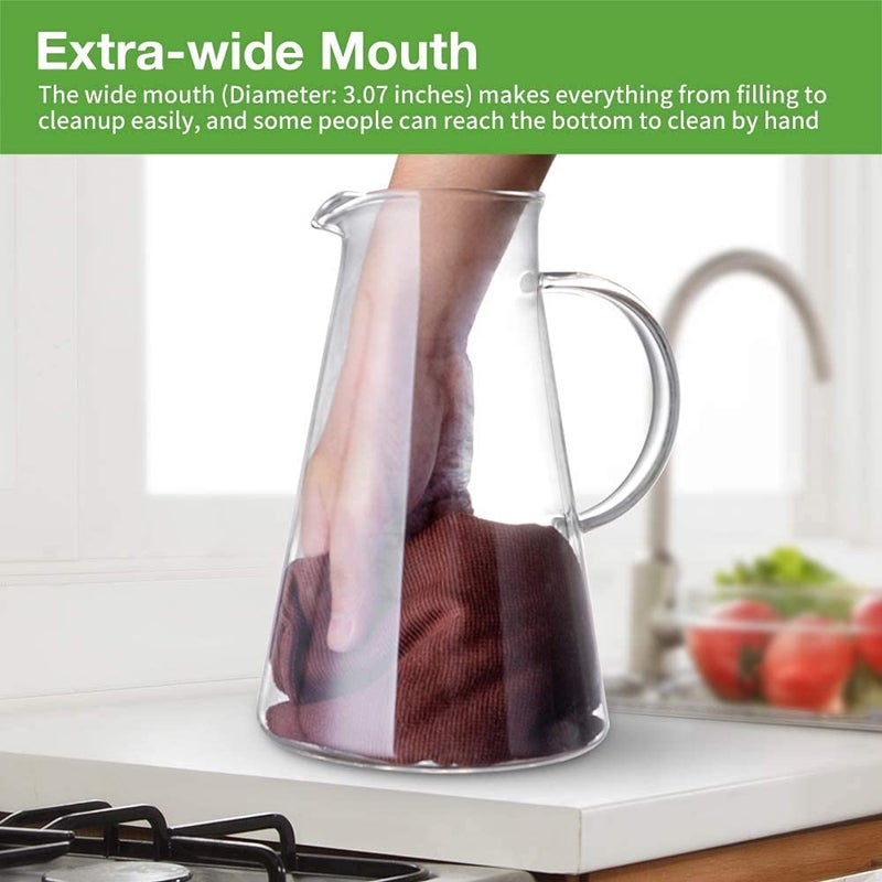 NVRA 18Liter Clear Glass Classical Octagonal Water Jug Glass Iced Tea Pitcher with Stainless Steel Strainer Lid Juice Beverage Carafe Clear_1800ml - Image 5