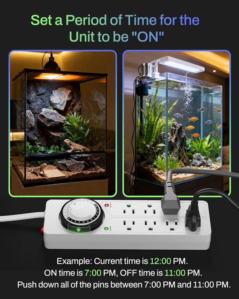 BN-LINK 8 Outlet Surge Protector with Mechanical Timer (4 Outlets Timed, 4 Outlets Always On) - White - Image 4