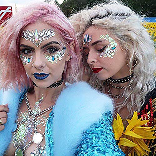 Bowitzki Halloween Face Jewels Festival Design Women Mermaid Face Gems Rhinestone Crystals Stickers Eyes Body Temporary Tattoos (Black-B) - Image 4