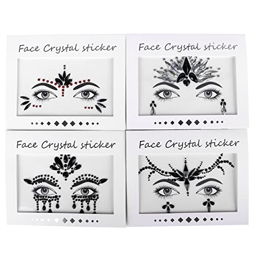 Bowitzki Halloween Face Jewels Festival Design Women Mermaid Face Gems Rhinestone Crystals Stickers Eyes Body Temporary Tattoos (Black-B) - Image 2