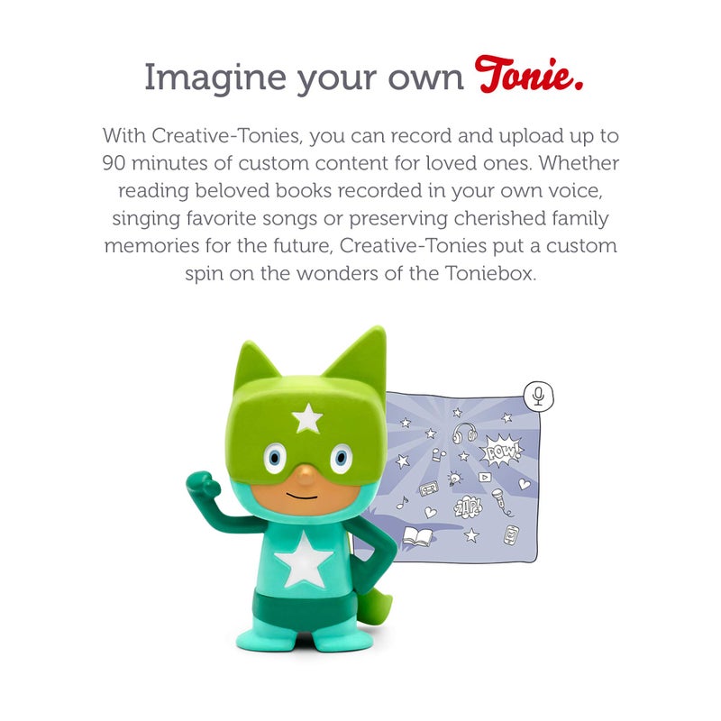 Tonies Tonies Superhero Creative Audio Character - Record and Upload up to 90 Minutes of Your Own Stories and Songs - Turquoise/Green  - Image 4