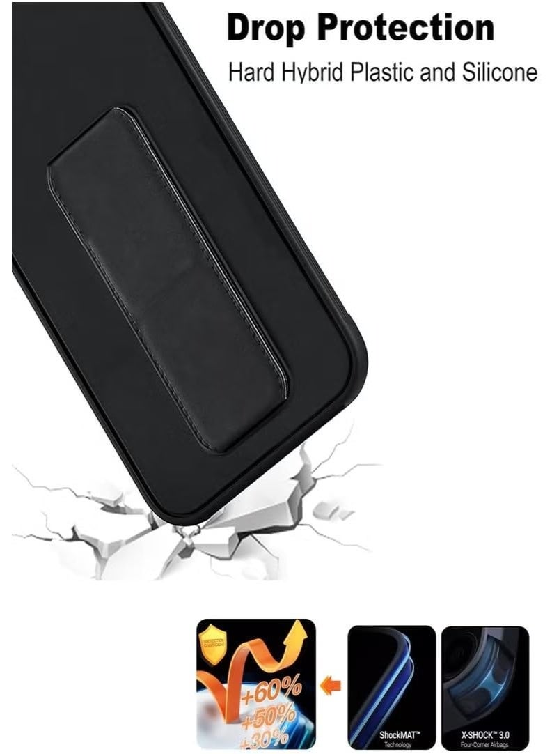 Muzz Samsung Galaxy S25 Edge Back Stand Case Magnetic Car Holder Soft Silicone Horizontal & Vertical Kickstand Cover Wrist Strap Full protection Anti Fingerprint Case Samsung S25 Edge (Black) - Image 3