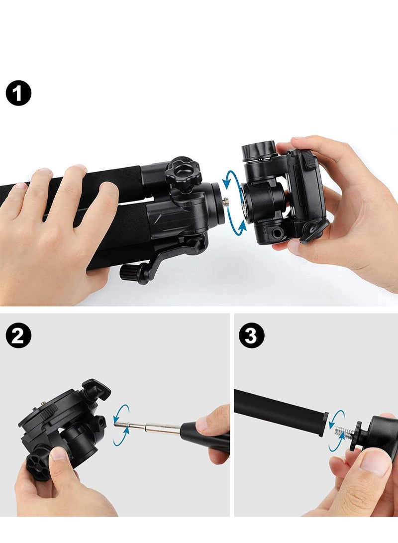 ZOMEI Compact Aluminium Professional Tripod Stand Portable Travel Digital Camera Canon Smartphone Telephone Photographic Floor Tripod 188cm/73.6in Tall Q188 (RedBlack） - Image 3