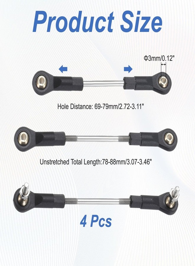 MECCANIXITY 4Pcs Adjustable Turnbuckles Camber Link, 69-79mm Turnbuckle Rod Steering Servo Linkage with M3 Ball Head Rod Ends for RC Car Replace Parts - Image 2